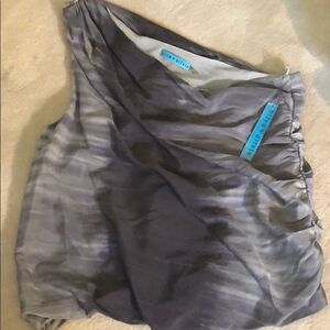 NWT Alice+Olivia 1-Shoulder Grey Ombré Silk Blouse